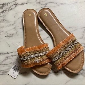NWT Coral Beaded Sandals